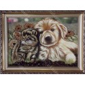 Картина Дружба котёнка и щенка