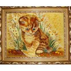 Картина котёнка с тарелкой