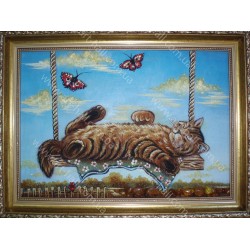 Картина Котёнок с бабочками