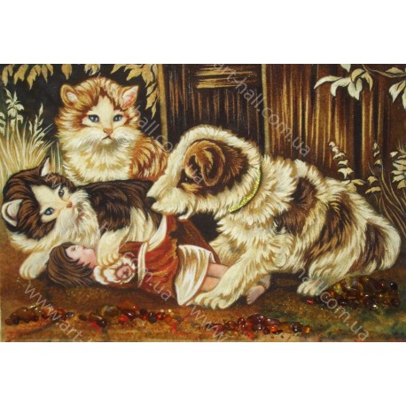 Картина Котята и щенок