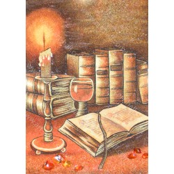 Картина Натюрморт свеча и книги