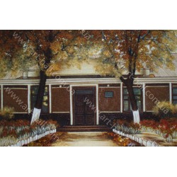 Картина домика из янтаря